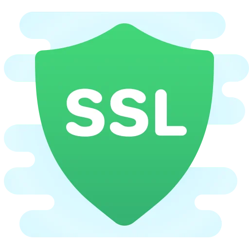 Emblema em formato de 1 escuro verde com SSL ao centro