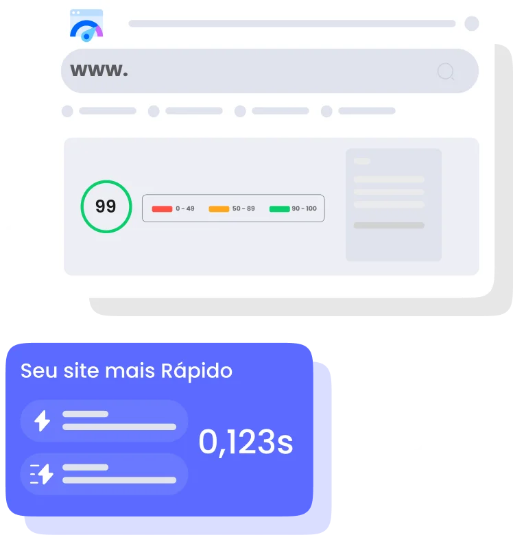 Layout com grafico e escrita "Seu site mais rapido"