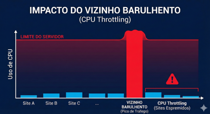 Limitações de hospedagem compartilhada e overselling