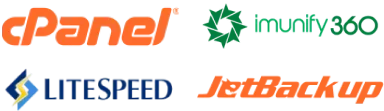 Logo cPanel, Imunify 360, LiteSpeed, JetBackup